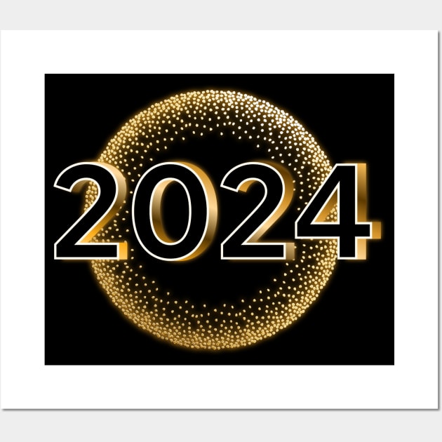 Happy New Year - Gold 2024 Glamour Wall Art by Bellinna